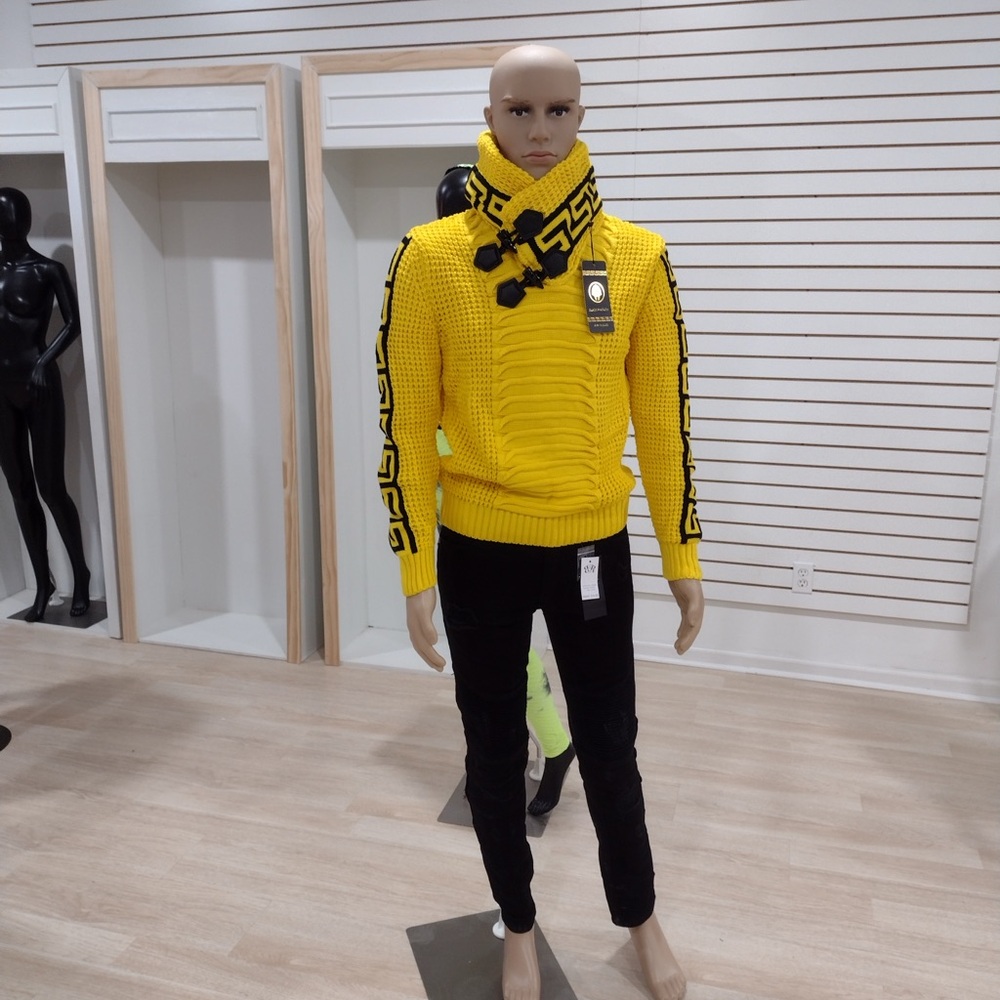 Yellow Sweater with Black Accents